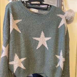 Altar’d State Star Patterned Green Sweater